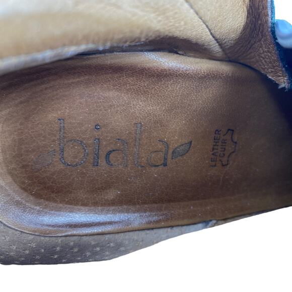 BIALA' Sz 39 Alyssa Lace-Up Leather Wedge Bootie Suede Leather Side Zip Lace Up - Picture 5 of 14